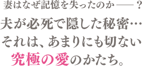 妻はなぜ記憶を失ったのか-?　夫が必死で隠した秘密…それは、あまりにも切ない究極の愛のかたち。